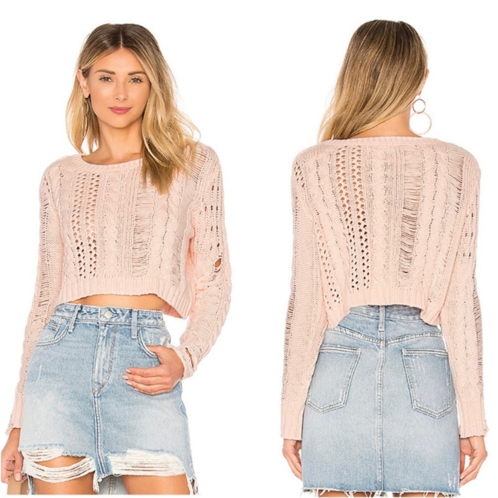 Lovers and Friends Distress Me Out cropped sweater - womens large